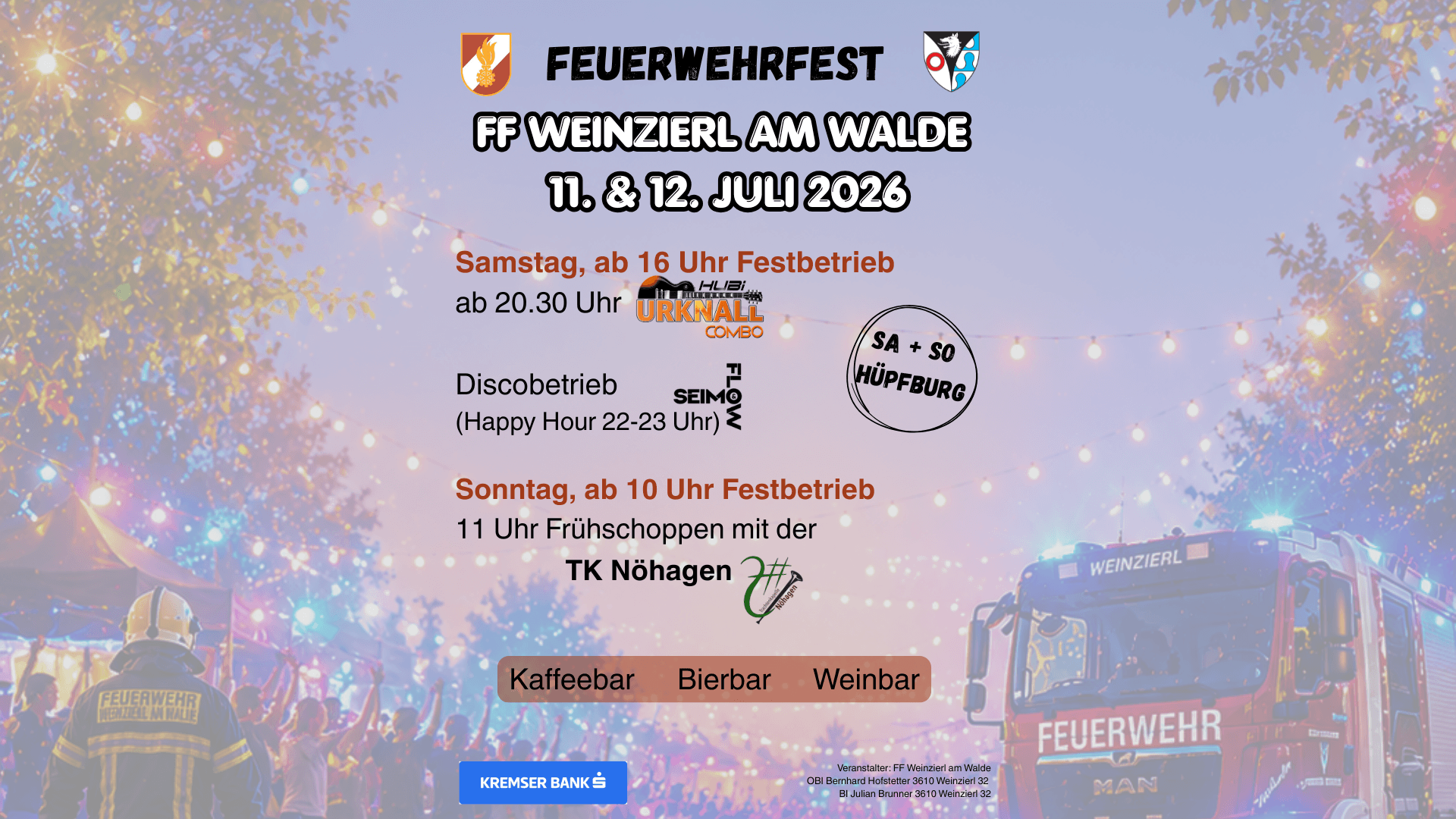Feuerwehrfest 2026 - FF Weinzierl am Walde